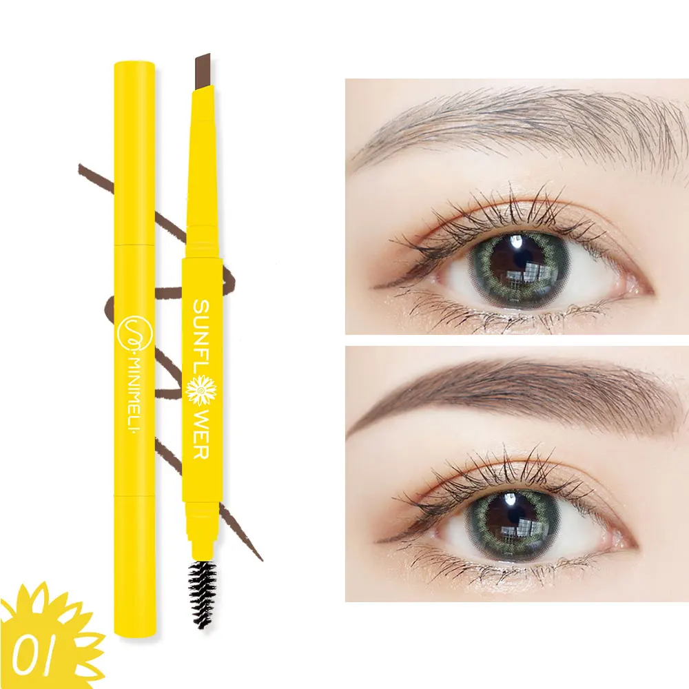 

MINIMELI Double Head Sunflower Eyebrow Pencil Long Lasting Waterproof Professional Brow Pen Makeup