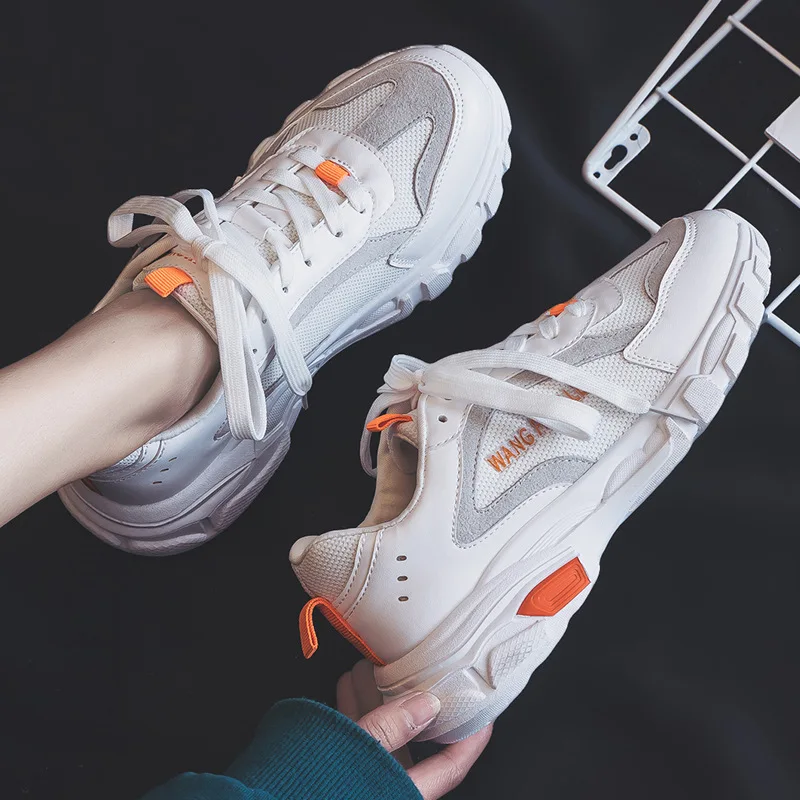 Женские кроссовки на массивной платформе повседневная обувь плоской толстой