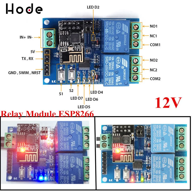 Реле канала 12 В 5 ESP8266 ESP 01 2 WiFi реле канальный релейный модуль для IOT Smart Home|Реле| |