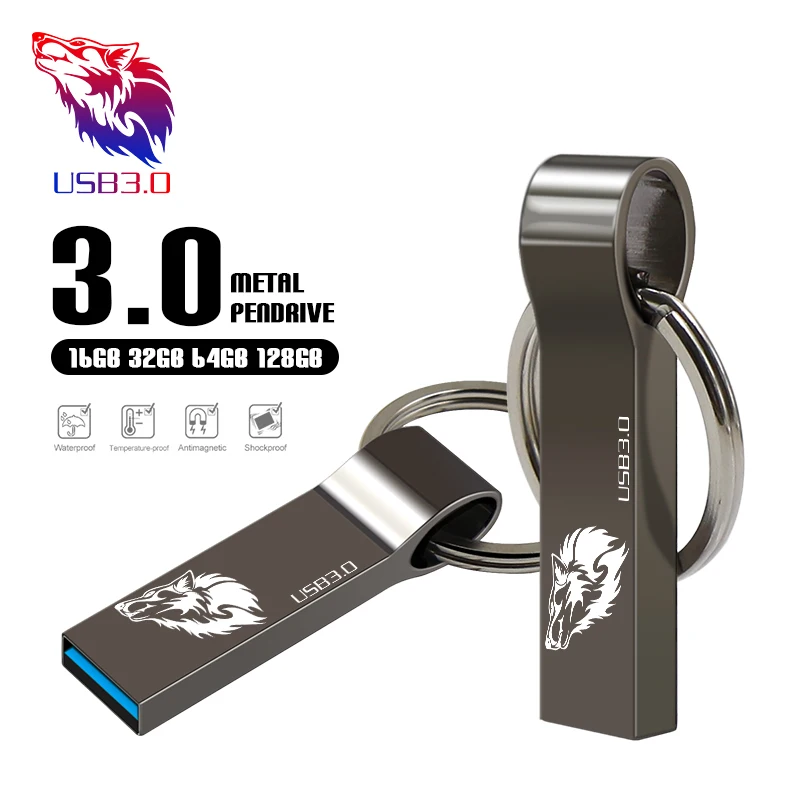 Высокое качество 128 ГБ Флешка металлическая USB флешка 3 0 8 16 32 64 Гб Кле usb карта
