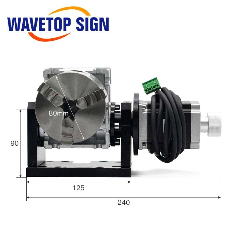 WaveTopSign Gearbox Rotary Worktable Chuck 80mm for Laser Marking Welding Cutting Machine | Woodworking Machinery Parts