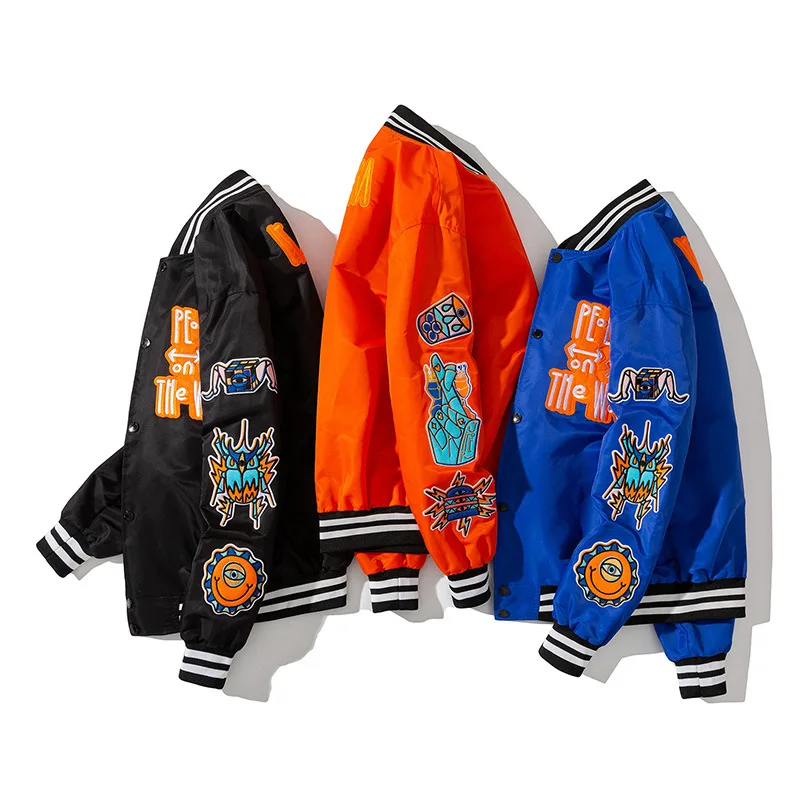

Hip Hop Patchwork Baseball Jackets Mens Letter Daisy Flowers Patch Leather Bomber Jackets Men Spring Oversized Streetwear Coats