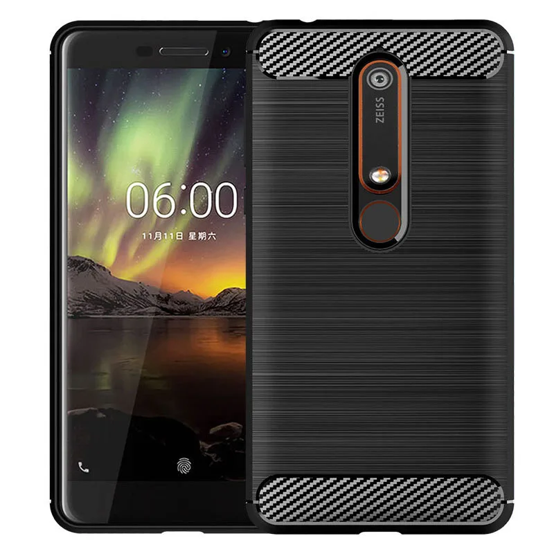 Роскошный мягкий карбоновый чехол для Nokia 6 1 2018 силиконовая задняя крышка