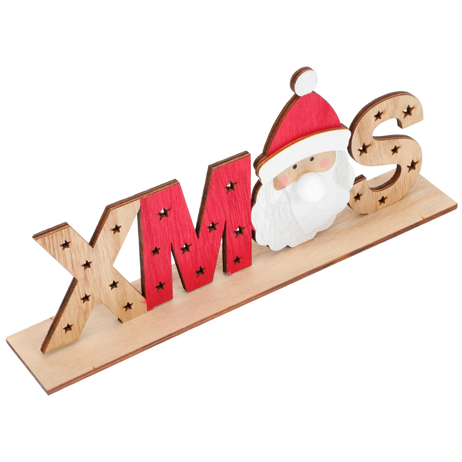 

1pc Wooden Christmas Glowing Decor Creative Alphabet Shaped Ornament Xmas Decor