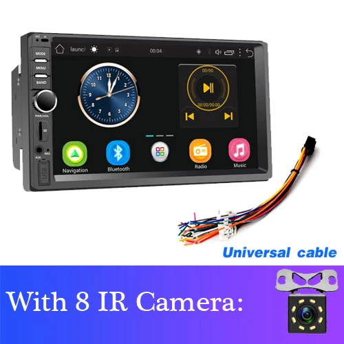 With 8 IR Camera AMPrime 2 Din Android автомобильное радио GPS навигация " 2din универсальный автомобильный стерео аудио Bluetooth Wifi USB без DVD Авторадио MP5 плеер - Цвет: With 8 IR Camera