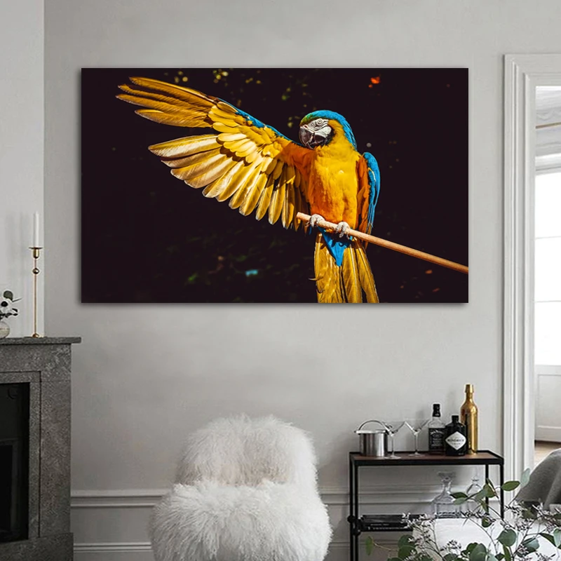 RELIABLI Искусство Золотой попугай птица постеры с животными и принты картины на