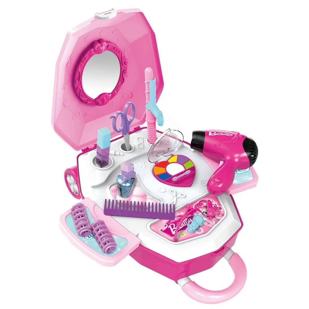Hairdresser Makeup Girl Toy Children's Educational Trolley Case Kids Makeup Set