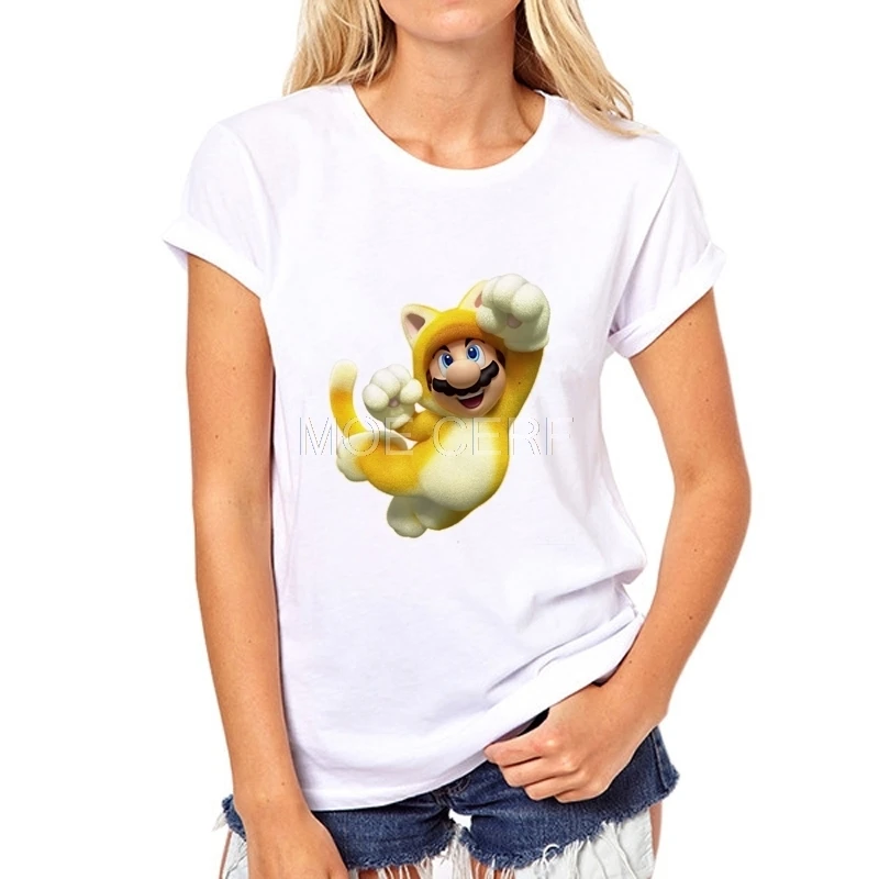 Super Mario Bros/женская футболка с короткими рукавами летняя круглым вырезом и