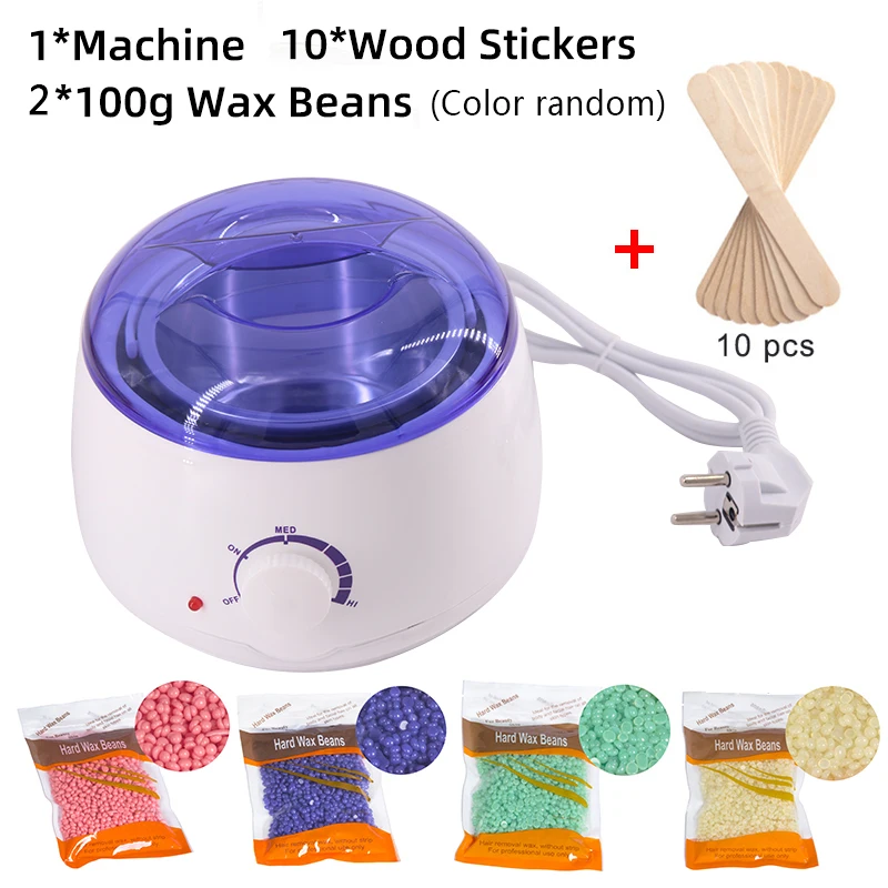 

Hair Removal Wax Machine Heater Wax Dipping Pot Bean Wood Stickers Waxing Kit Epilator For Women Wax For Depilation