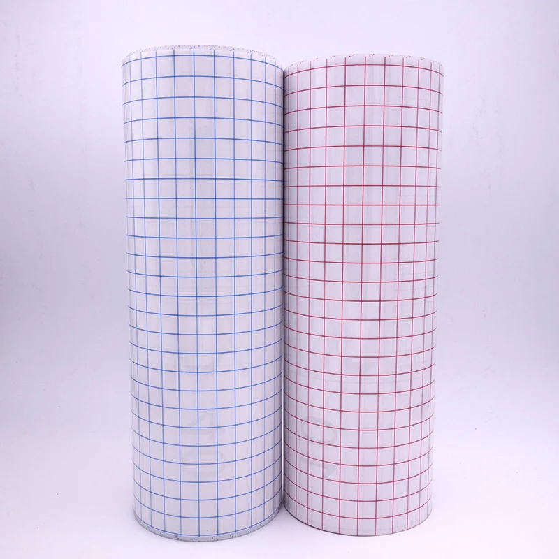 Прозрачная виниловая клейкая лента для нанесения 30 см * 100 синяя/красная