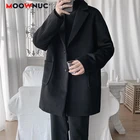 Мужское осеннее модное шерстяное пальто, куртки 2021, ветровка, Мужское пальто высокого качества, молодежное уличное платье, Брендовое весеннее повседневное MOOWNUC