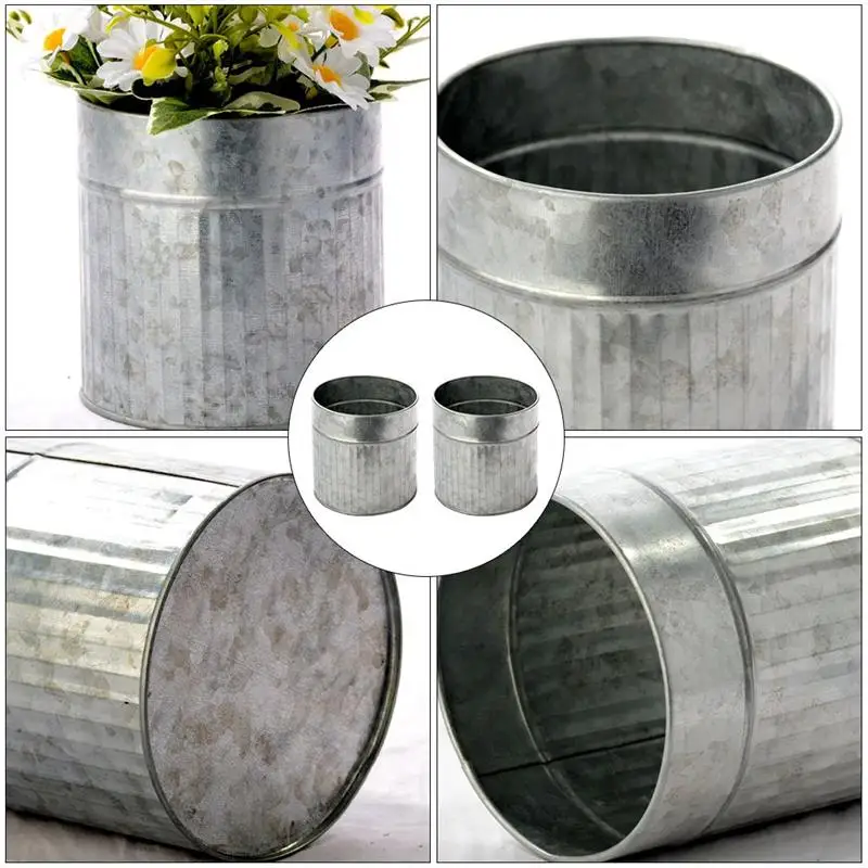 

2pcs Plant Bucket Flower Plant Pot Delicate Iron Planter Plant Pot for Hotel Home