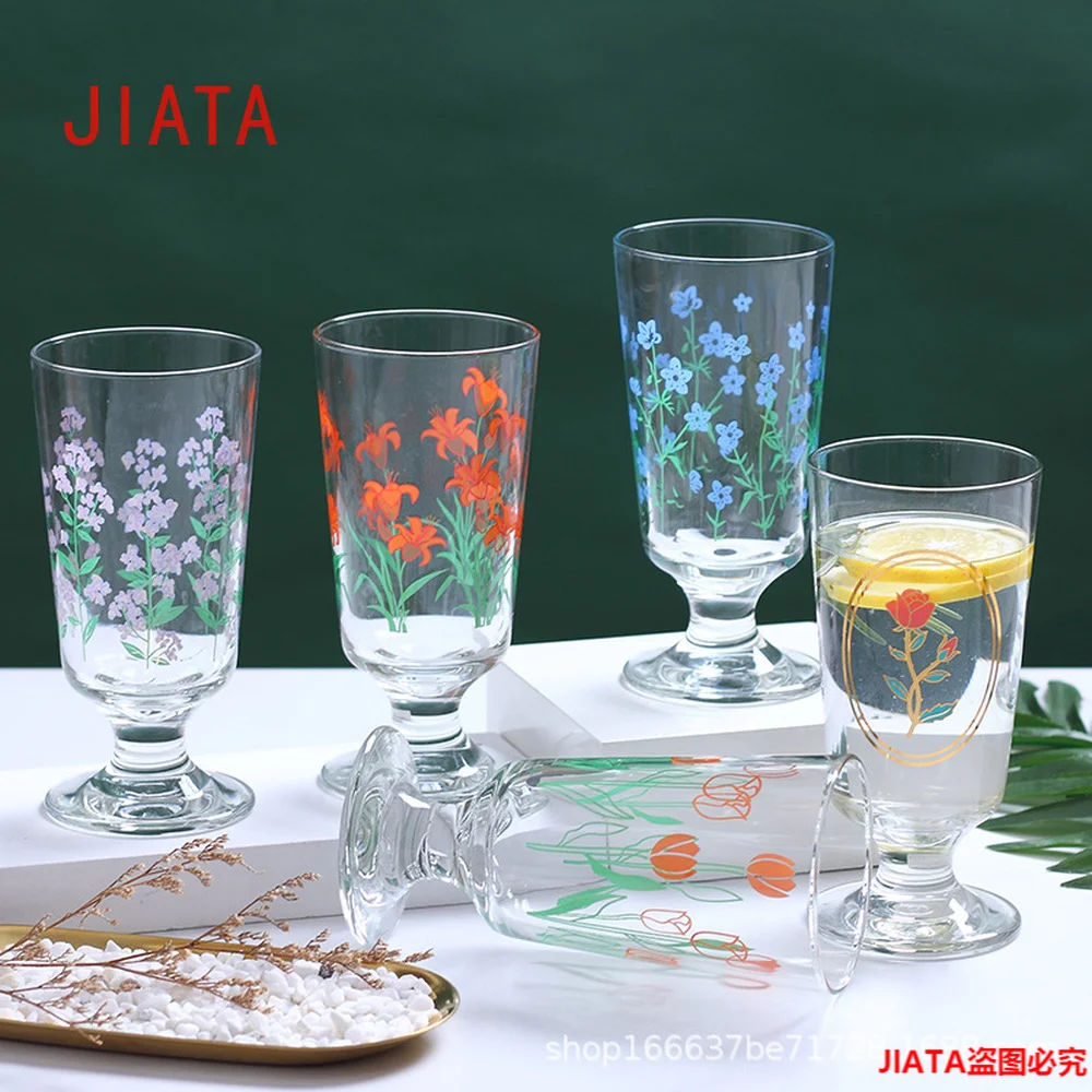

Korean ins wind small daisy high borosilicate glass cup home net red creative juice milk cup vintage water cup beer cup