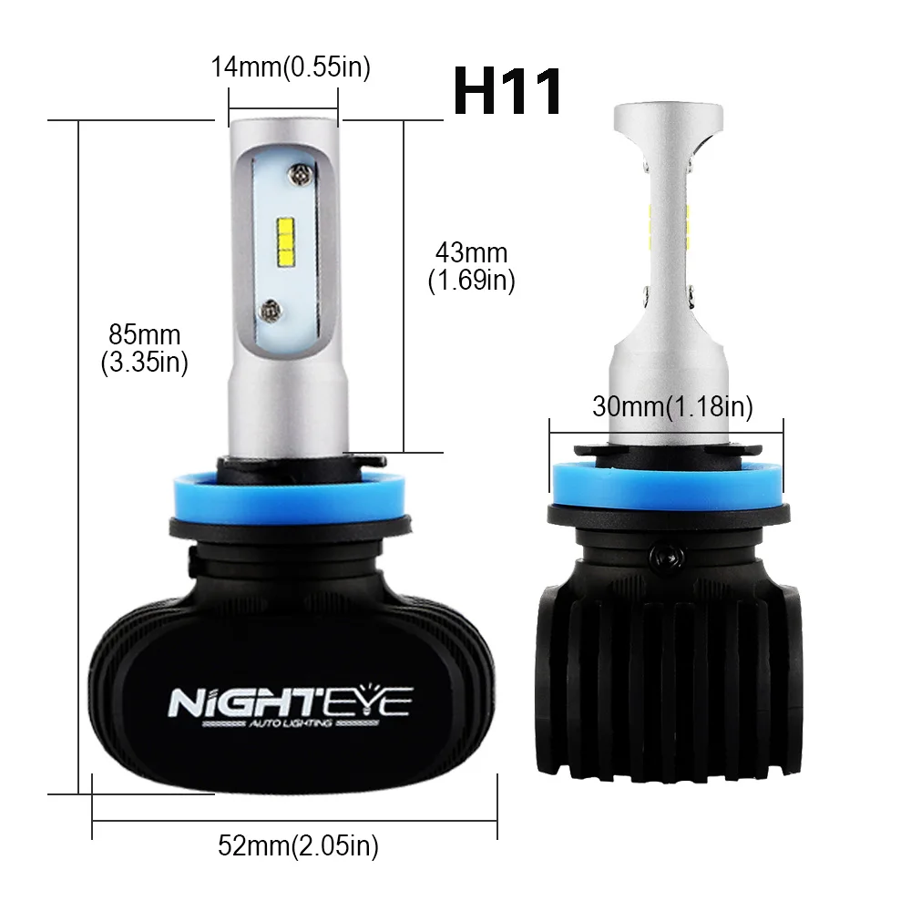 Nighteye H7 светодиодный H4 12v H8 H9 H11 8000LM 50 Вт 6500 к Автомобильный светодиодный головной светильник s Белый Противотуманные огни 9005 HB3 9006 HB4 туман светильник лампы