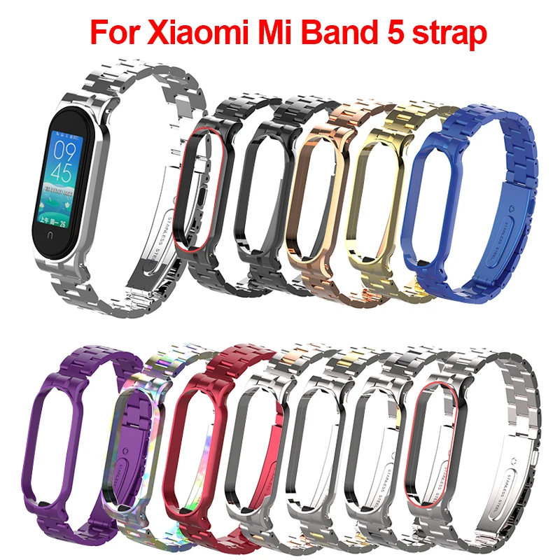Металлические браслеты для Xiaomi Mi Band 5 браслет из нержавеющей стали band или умный