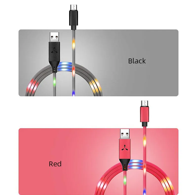 NOHON светодиодный мигающий usb-кабель для iPhone X, XS, XR, для samsung, S10, S9, быстрая зарядка, Тип C, Micro USB, шнур для передачи данных