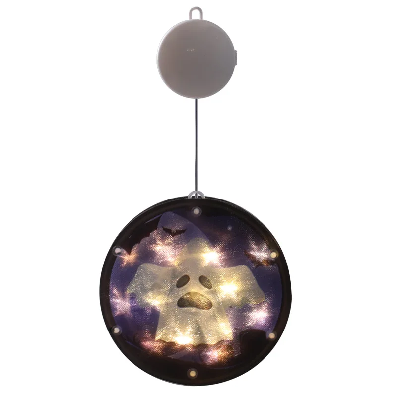 

Новый Цветной светильник s для украшения-ужастики для хеллоуина показать окна светодиодный Батарея подвесной светильник тыквенный призрак...