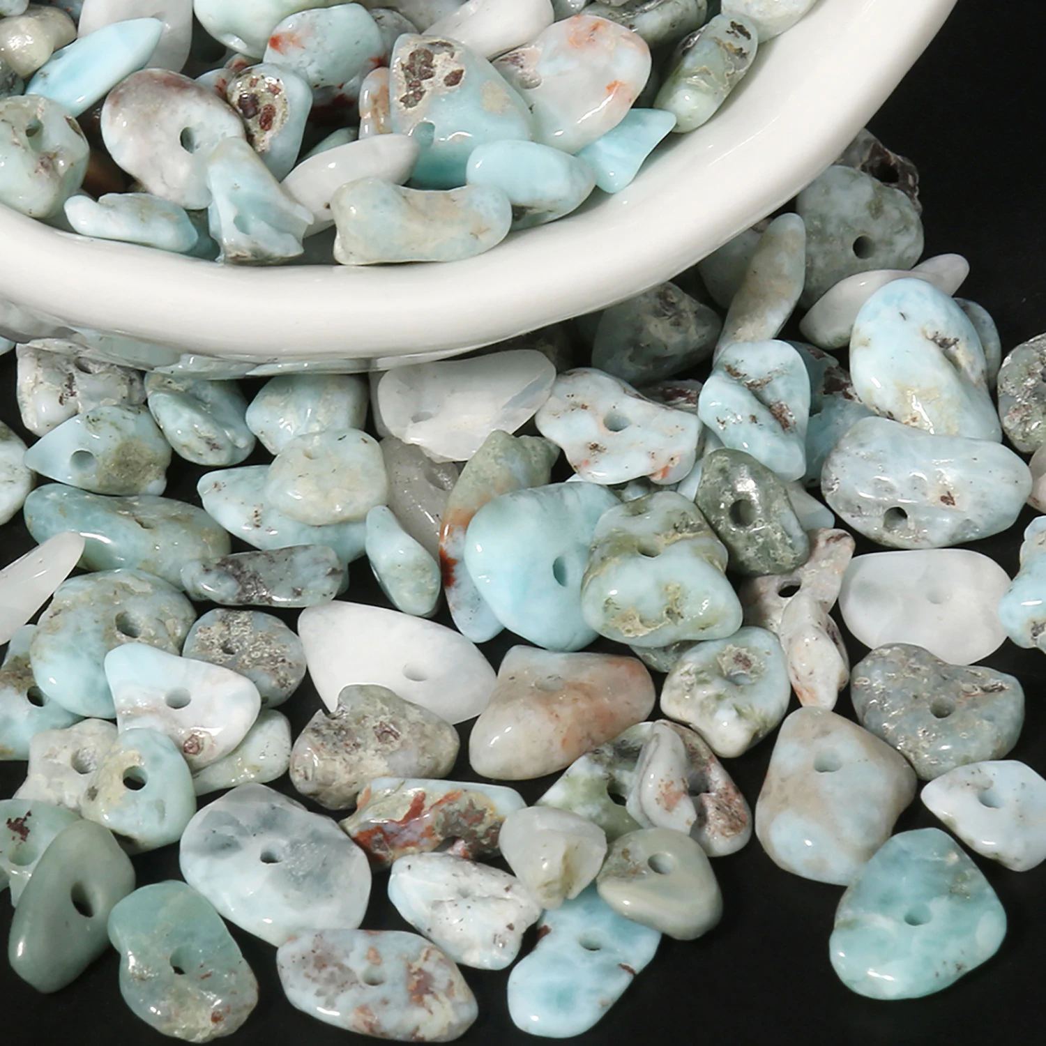 

Синие Бусины из натурального камня Larimar, безымянные бусины из камня в форме гравия, подходят для изготовления ювелирных изделий своими рука...