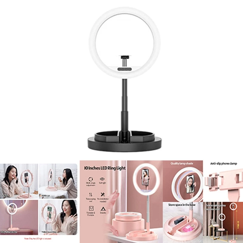 

Top 10 Inch Foldable Ring Light LED Filling Ligh with 360 Degree Rotatable Mobile Phone Holder