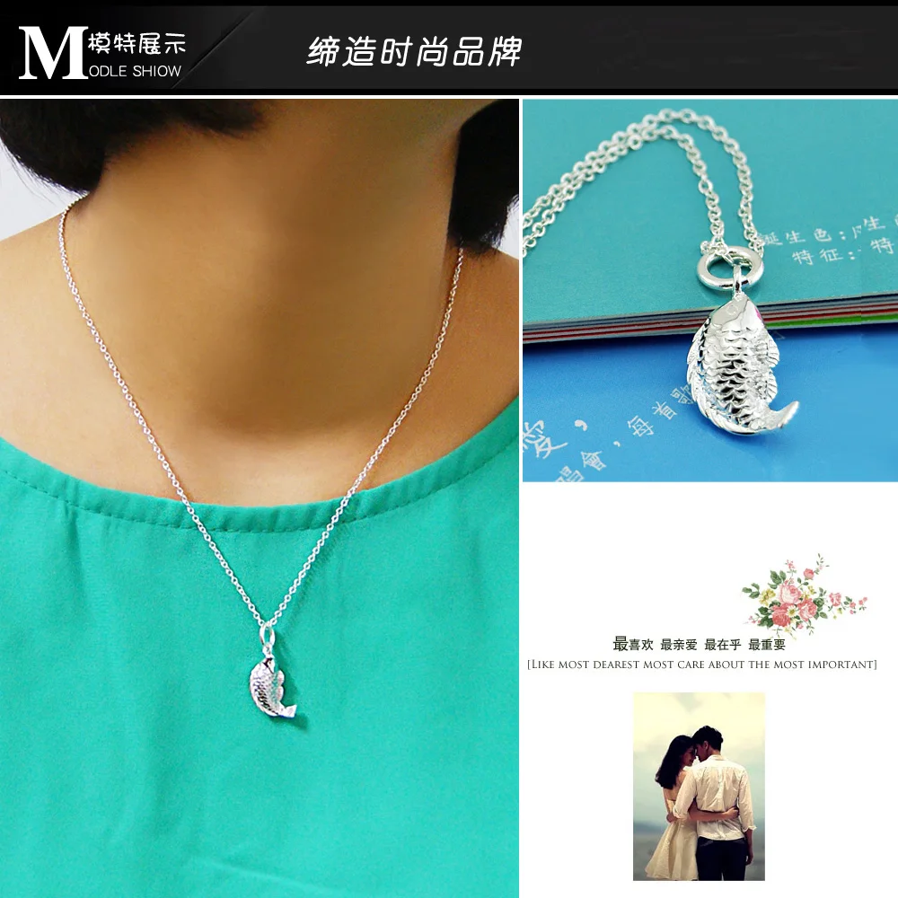 Модное женское украшение серебряного цвета ожерелье Милая Рыба кулон до ключиц