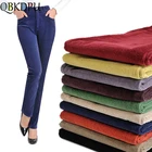 Брюки женские вельветовые с завышенной талией, свободные Стрейчевые штаны МОМ размера плюс, хлопковые прямые длинные брюки, черные, Осень-зима 2019