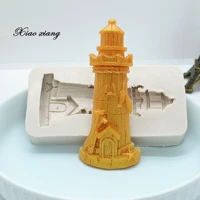 3d tower lighthouse silicone mold for baking fondant cake chocolate lace decoration diy pastry fondant mold kitchen tools m1811