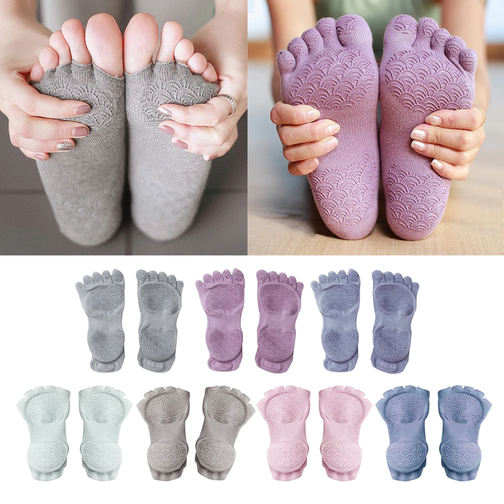 

Ladies Yoga Socks Cotton Non Slip Sole Grip Trainer Liner For Pilate Fitness Gym