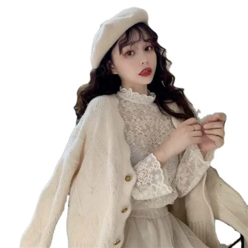 

Women's Knitwear Cardigan Jacket Sweater Top Spring And Autumn Thin Style Young Lady's Feeling