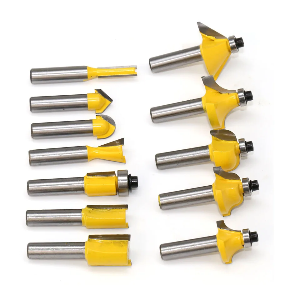 

12PC Router Bit Paper Milling Cutter Suit Trimming Machine Carpentry Milling Cutter Cutter Head Suit Woodworking Tools