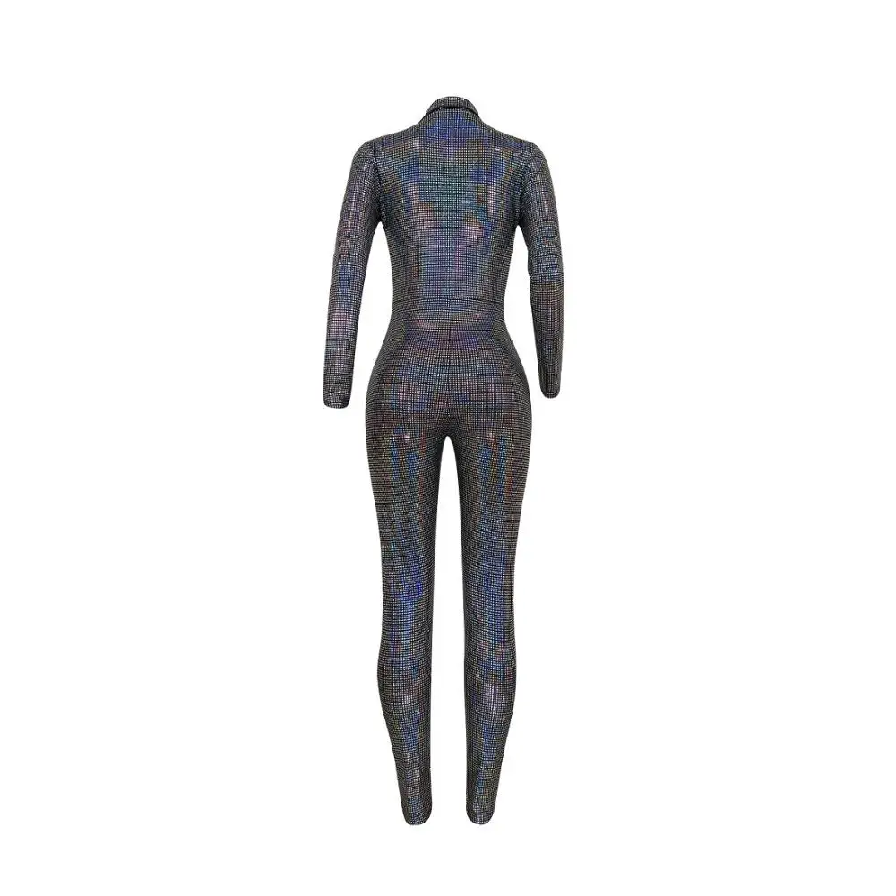

Sexy Wrap Deep V Neck Sequnie Rompers Womens Jumpsuit Elegant Long Sleeve Pants Bodycon Christmas Club Party Jumpsuit Women