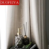 customized high quality light luxury popular satin jacquard curtains for living room and bedroom french window curtains