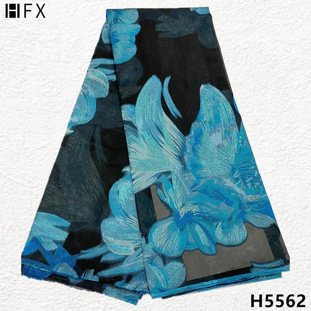 

HFX 2021, новинка, высокое качество, Африканский нигерийский жаккардовый тюль, французская кружевная ткань, вышивка для вечерние платья, H5562