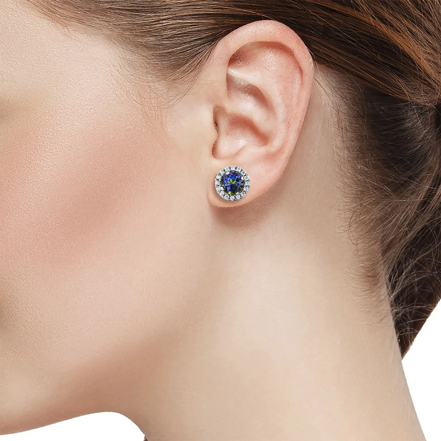 GemStoneKing 1 60 карат Круглый 6 мм натуральный голубой Мистик Топаз Eariings 925 серебро