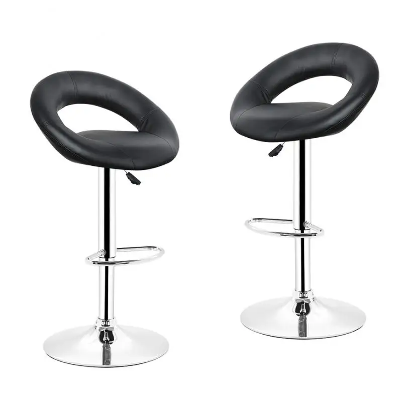 

2Pcs/Set Bar Stool PU Leather Lounge Chairs Bar Chair Lift Height Adjusted Swivel Leisure Home Office Kitchen Backrest Chair HWC