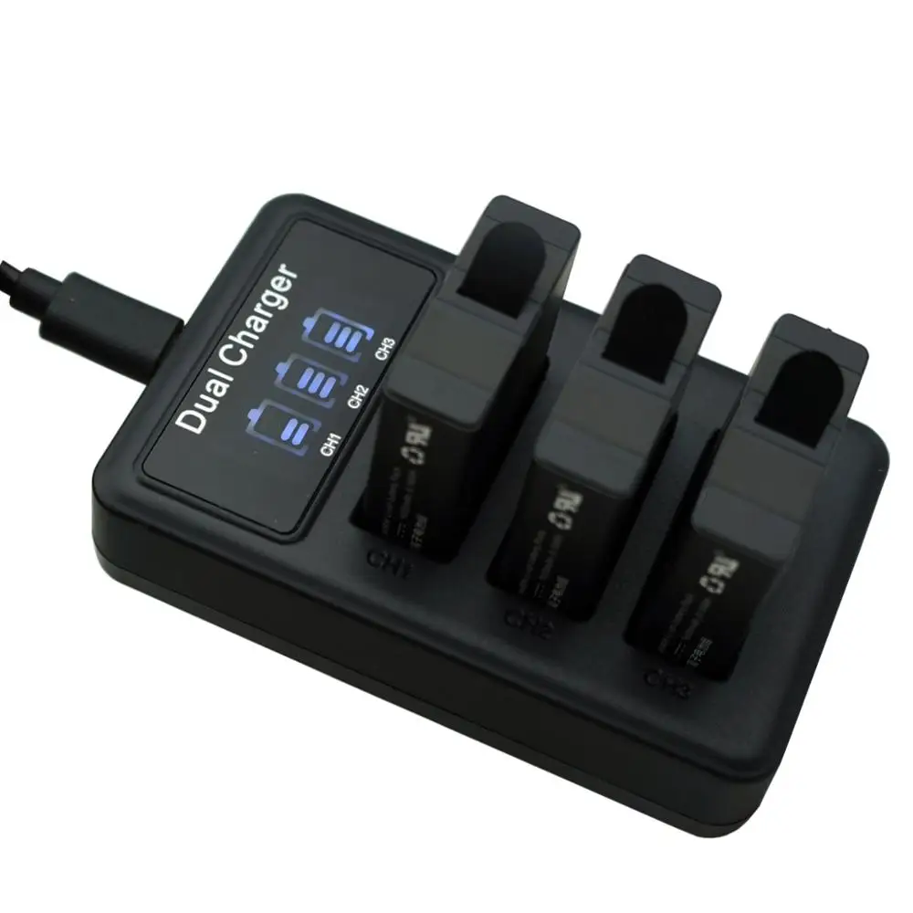 4x батарея для GoPro Hero 7 черная + тройное светодиодное зарядное устройство 8 6 Black Go Pro 5