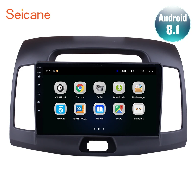 Seicane четырехъядерный 9 дюймов Android 8,1 gps Navi автомобильный стерео для hyundai Elantra 2007 2008 2009 2010 2011 мультимедийный плеер wifi AUX