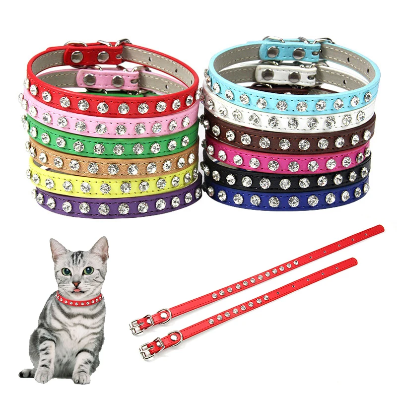

1PC Cat Collar Rhinestone Leather Adjustable Creative High Quality Dog Harness