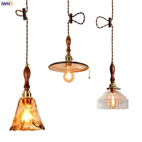 iwhd nordic wooden glass pendant lights fixtures home lighting bedroom living room beside copper vintage lamp hanglamp luminaria