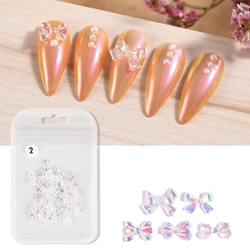 

30pcs 3D Holographic Butterfly Charm Nail Art Rhinestones AB Bowknot Resin Nail Art Decoration DIY Manicure Design Accessories