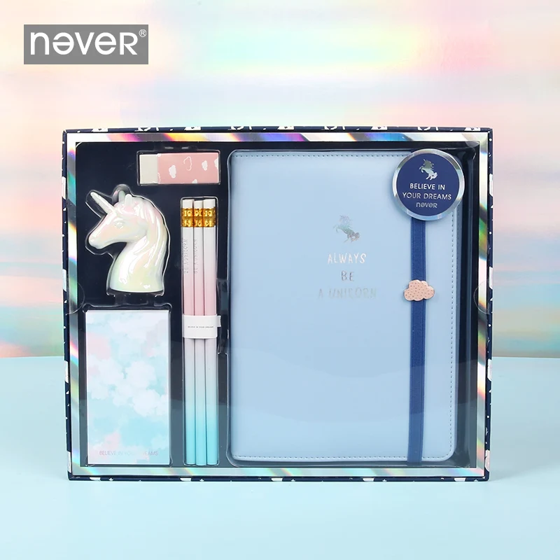 Notebook Never Unicorn с точилкой для карандашей блокнот липкими нотами Канцелярский набор