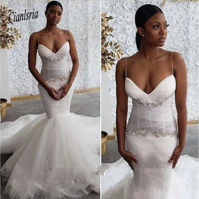 

South African Mermaid Wedding Dresses Lace Appliqued Boho Wedding Dress Bridal Gowns Plus Size robes de mariée