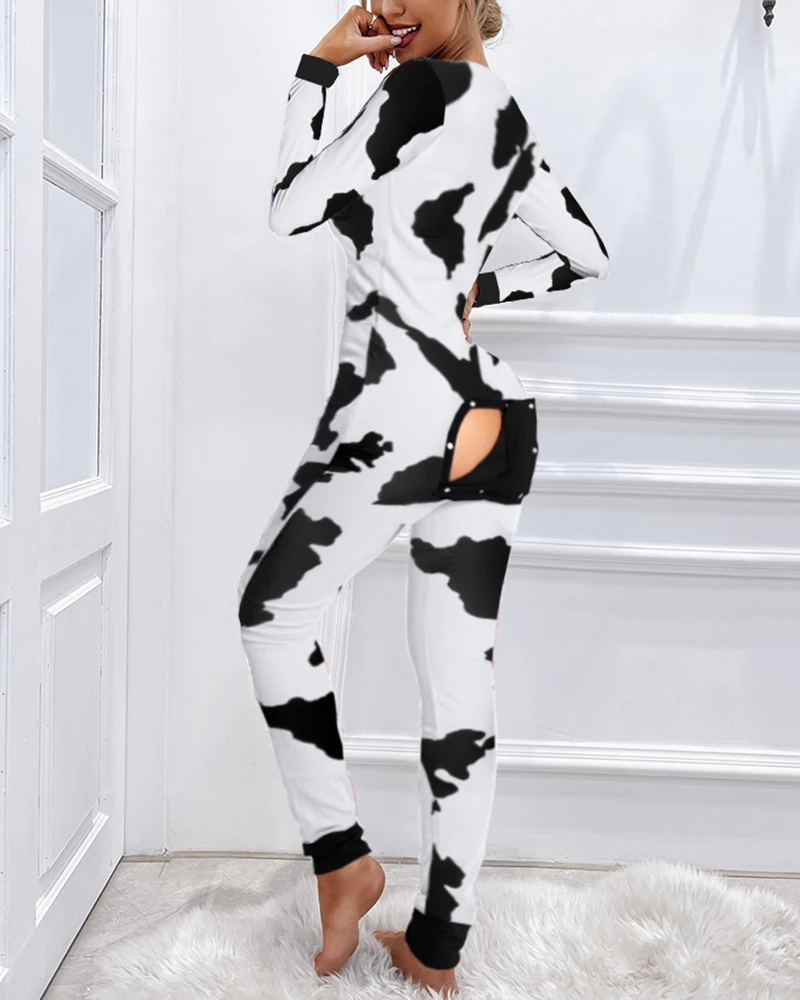 2021 New Year Christmas Plaid Functional Buttoned Flap Printed Adults Pajamas Suit One Piece Sleevewear Detachable Jumpsuits