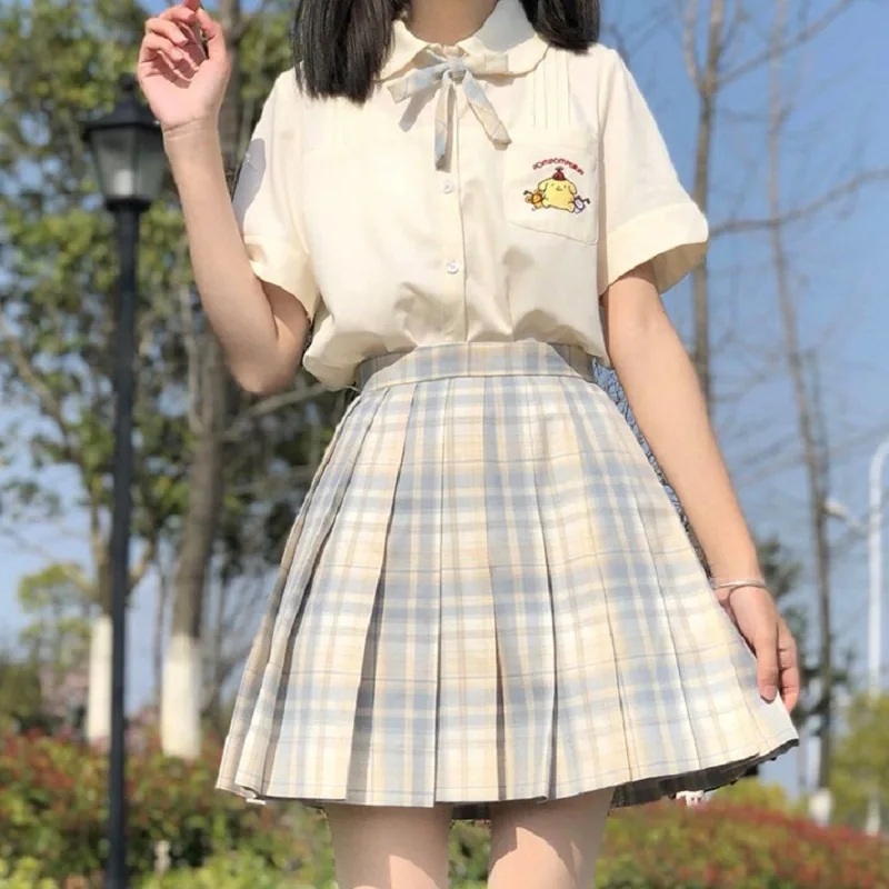 

[Lemon Sea Salt] Girl's Summer High Waist Pleated Skirts Plaid Skirts Women Elegant JK Uniforms Girl School Dress Student Cloths