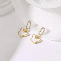 luxury fashion 925 silver earrings rhinestone gold womens butterfly drop earrings ins style trend seashell girl party jewelry
