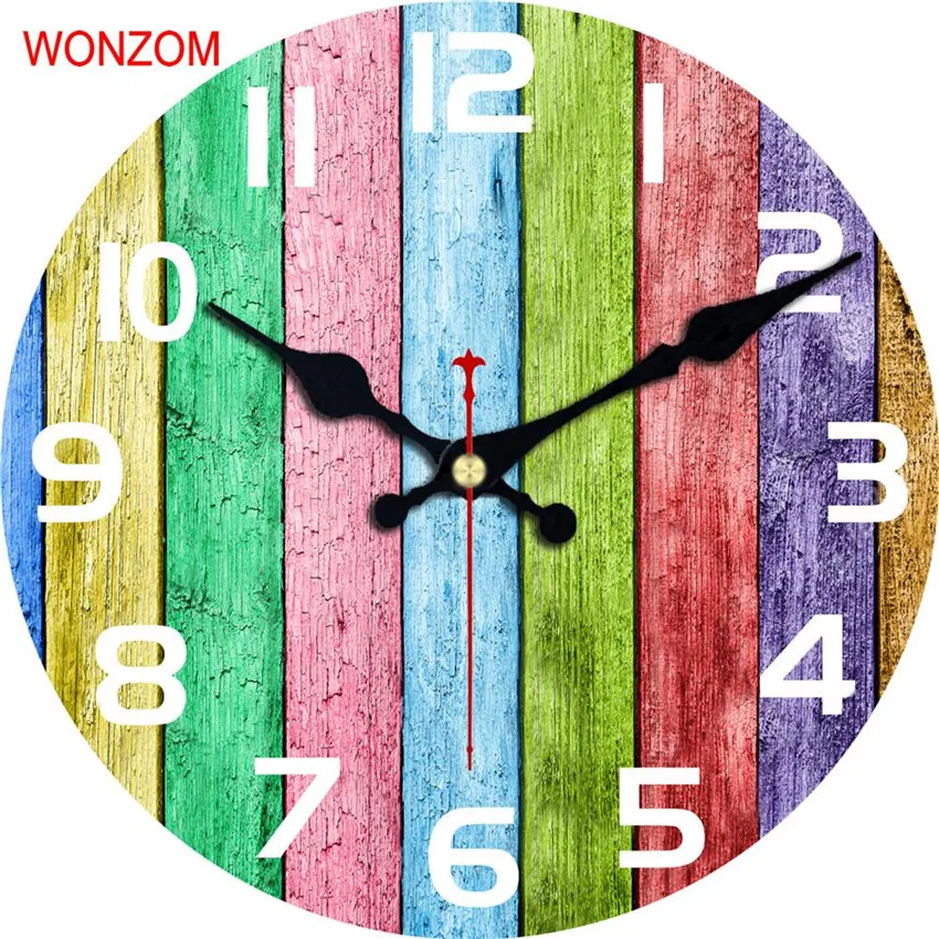 Винтажные деревянные настенные часы 14 &quotБесшумные большие с батарейным