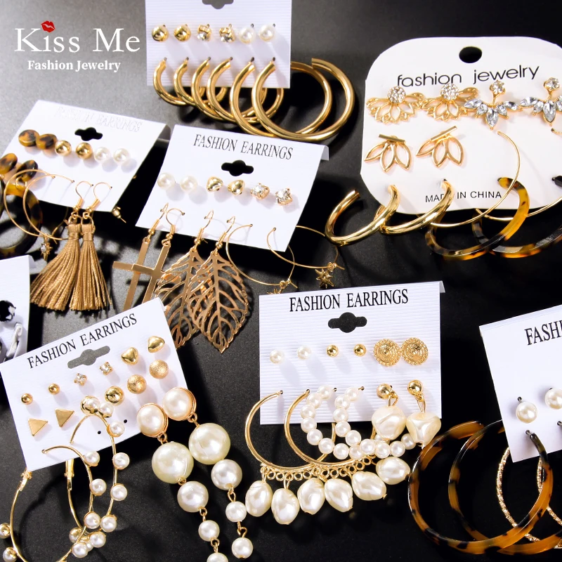 

kissme Bohemia Acrylic Tassel Earrings For Women Vintage Drop Earrings Set Imitation Pearl Big Dangle Brincos 2020 Fashion Jewel