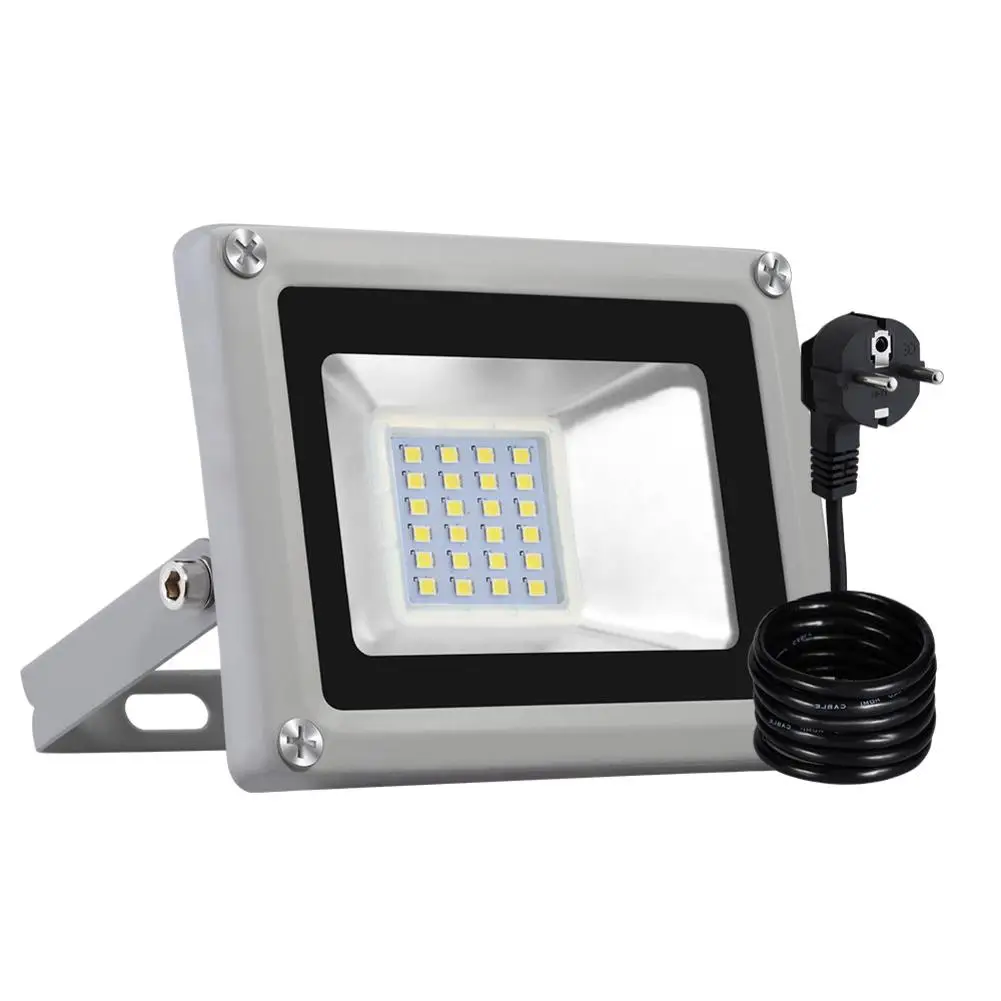 20 Вт Светодиодный прожектор SMD наружная лампа с европейской вилкой холодный