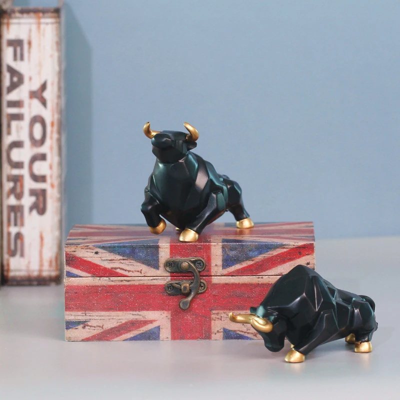

Nordic Resin Cattle Shape Ornaments Home Decorations Porcelain Animal Figurine Bull Miniatures Model Office Desk Accessories