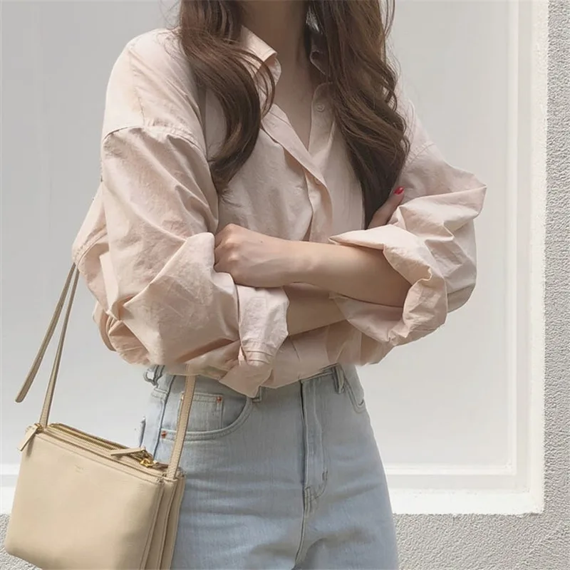 Женская однотонная блузка розовая модная нежная офисная в уличном стиле Базовая