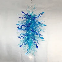 hot selling handmade blown glass chandelier blue shade led glass chandelier for home decor